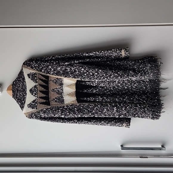 Pennyblack Boho Boucle Melange Fringe Knit Open Long Cardigan - Picture 6 of 9